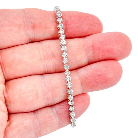 Classic Cubic Zirconia Tennis Bracelet | Sterling Silver 925 | 7" - Picture 1 of 6